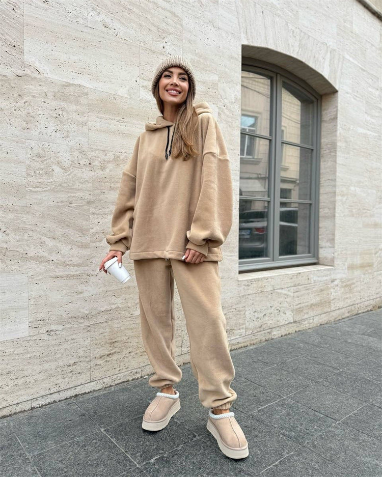Damen Bequemes Fleece-Hoodie und Jogginghose Set Echo Archiv