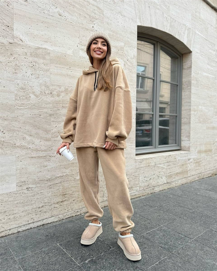 Damen Bequemes Fleece-Hoodie und Jogginghose Set Echo Archiv