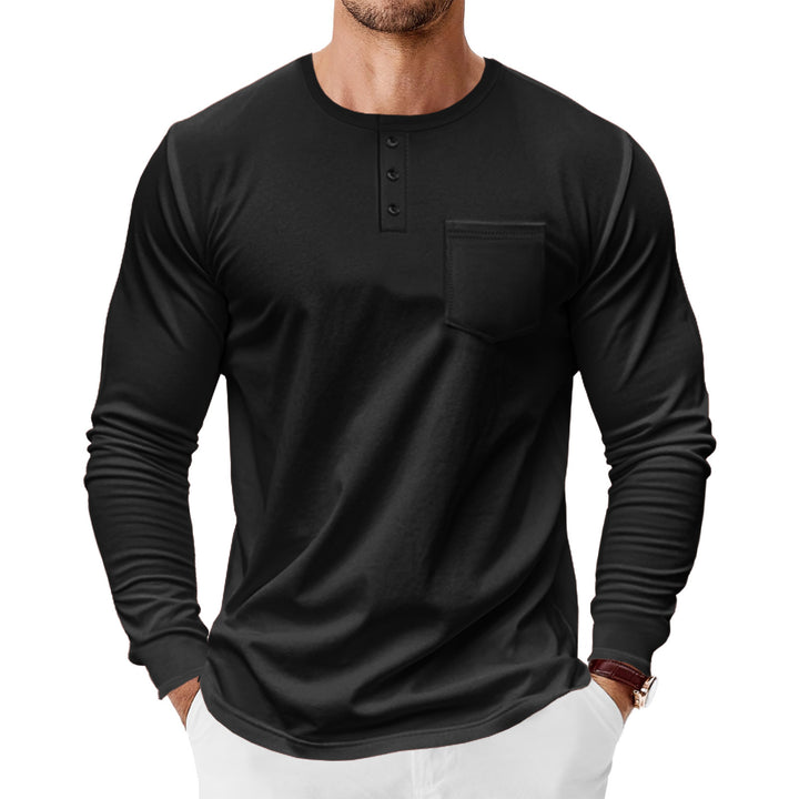 Herren Langarmshirt mit eleganter Knopfleiste und Brusttasche Echoarchiv