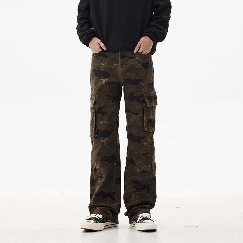 Unisex Cargohose im weiten Marlene-Cut mit Camouflage-Print und großen Pattentaschen Echo Archiv