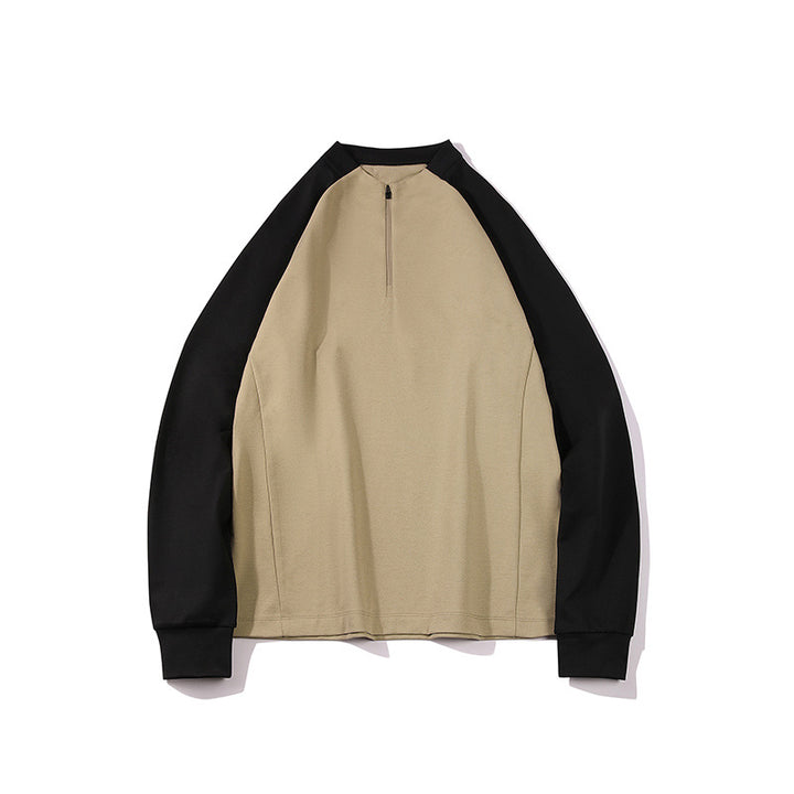 Herren Halbzip-Sweatshirt mit Raglanärmeln, Stehkragen und Kontrastärmeln Echo Archiv