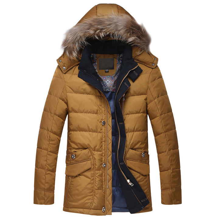 Herren Wattierte Kurzjacke mit Teddykragen und Wappenapplikation – Taviero