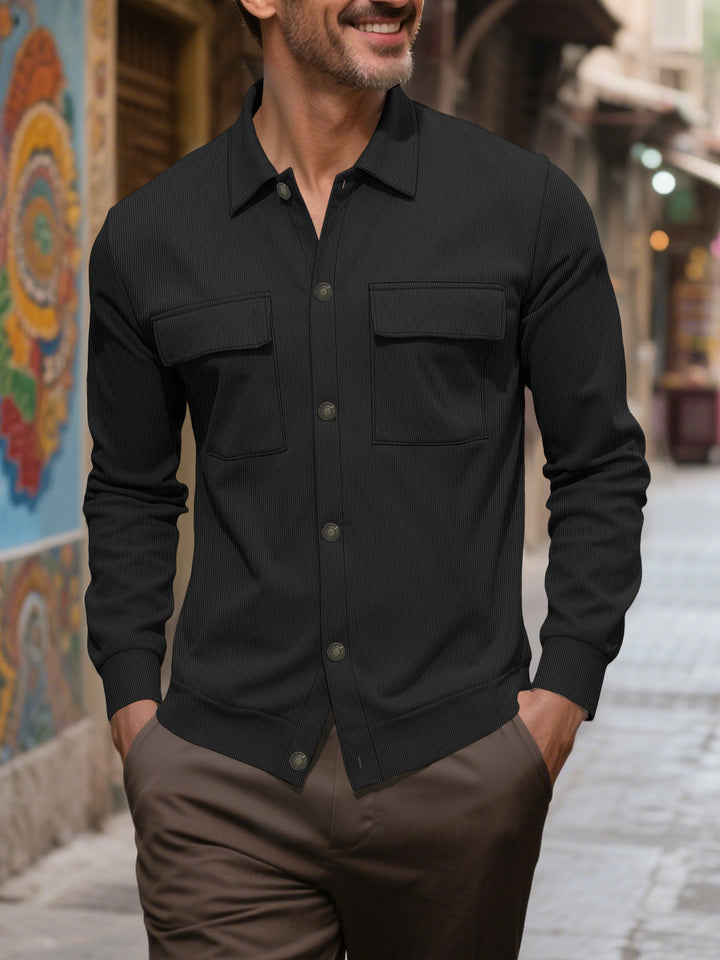 Herren Modisches Hemd mit praktischen Brusttaschen und elegantem Strukturdesign Echoarchiv