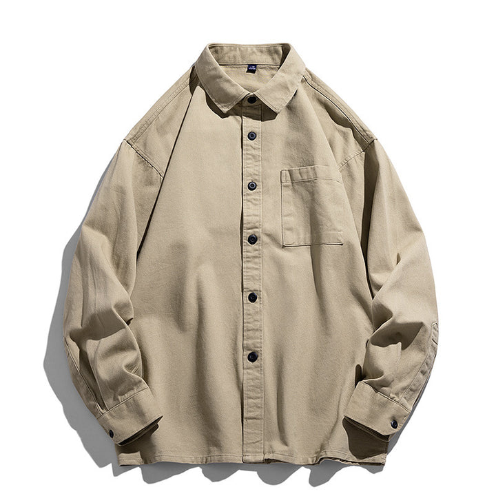 Herren Lockeres Overshirt-Hemd aus Baumwollmix mit Brusttasche und überschnittener Schulter Echoarchiv