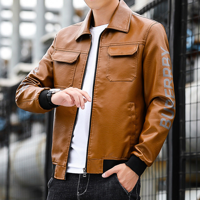 Herren Kunstleder‑Pilotenblouson im Aviator‑Stil mit Brustklappen und Rippbündchen – Taviero