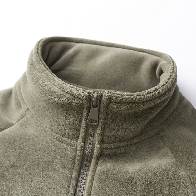 Herren Double-Fleece-Übergangsjacke mit Teddy‑Innenfutter, Stehkragen & verdeckten Eingrifftaschen Echoarchiv