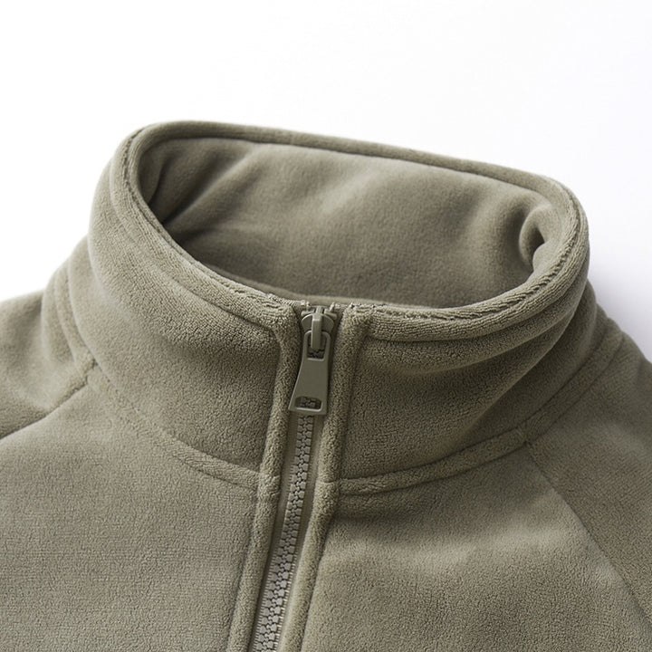 Herren Double-Fleece-Übergangsjacke mit Teddy‑Innenfutter, Stehkragen & verdeckten Eingrifftaschen Echoarchiv