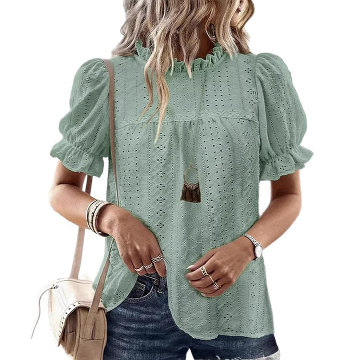 Damen Bluse mit Rüschendetails und Lochmuster Echo Archiv