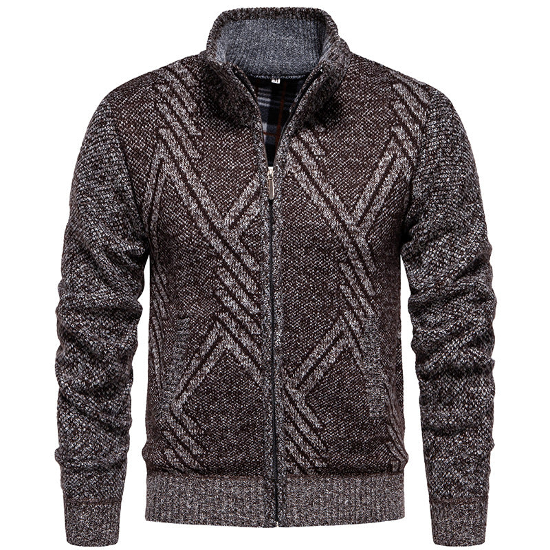 Herren sportliche Strickjacke mit modernem Zopfmuster Echoarchiv
