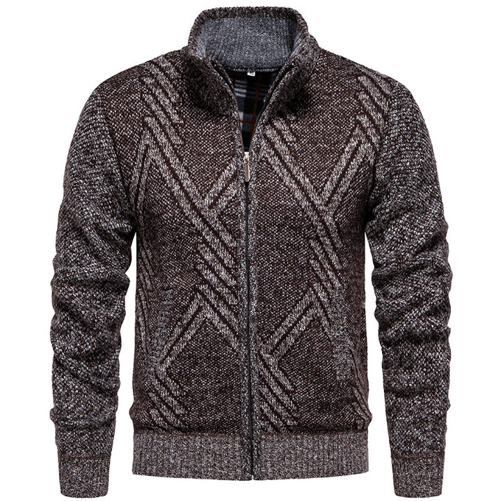 Herren sportliche Strickjacke mit modernem Zopfmuster Echoarchiv