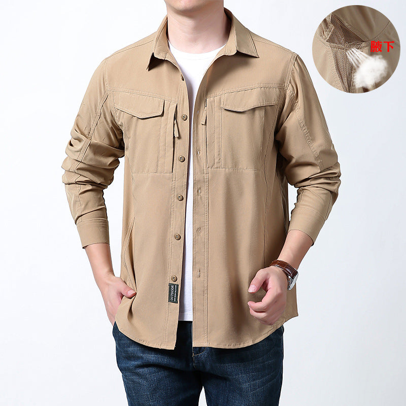 Herren nan leichtes Utility-Hemdjacke mit Brustklappen, Reißverschlusstasche und stretchigem Funktionsgewebe Echo Archiv