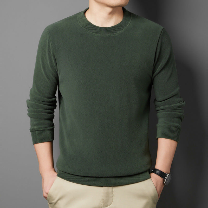 Herren Feiner Rundhals-Pullover aus Baumwollmix mit gerippten Bündchen und schlanker Passform Echoarchiv