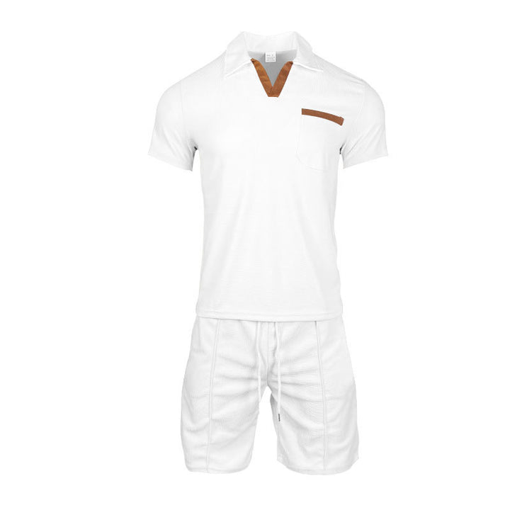 Herren sportliches Kurzarm-T-Shirt mit praktischer Brusttasche und bequemen Shorts Echoarchiv