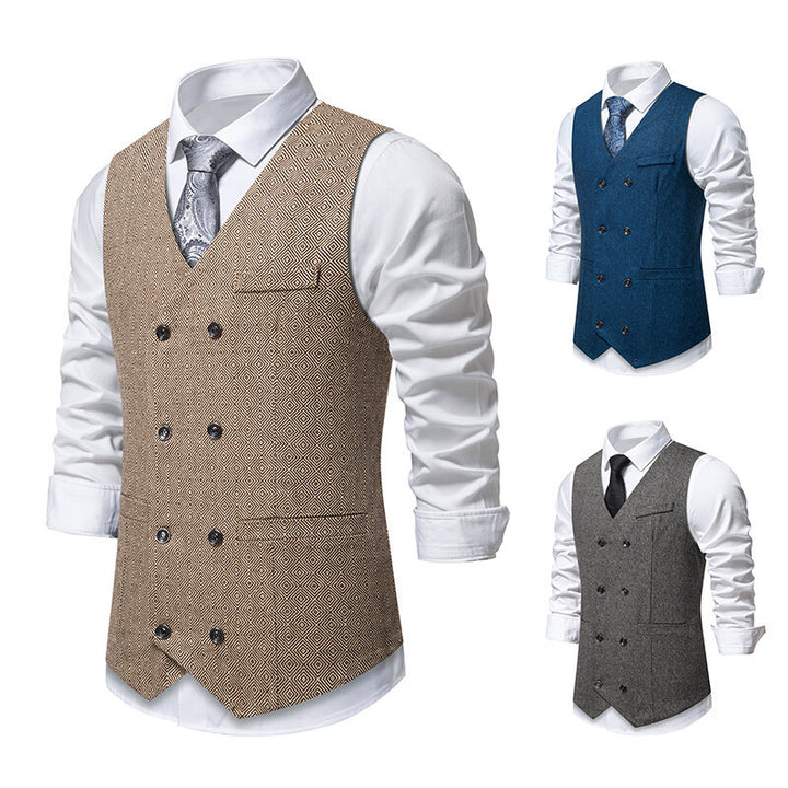 Herren Elegante Weste mit doppelter Knopfleiste und feinem geometrischen Muster Echoarchiv