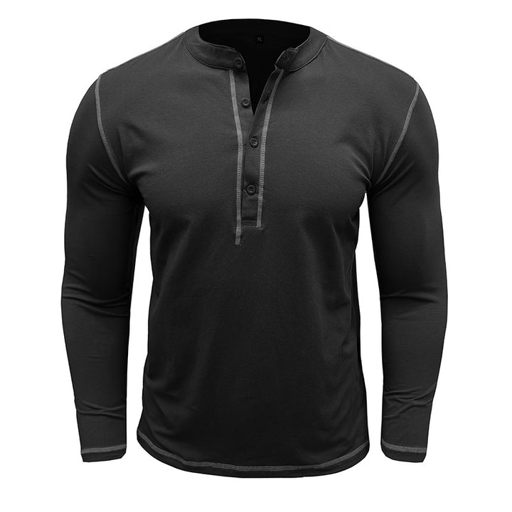 Herren Langarm-Hemden mit Henley-Ausschnitt Echoarchiv