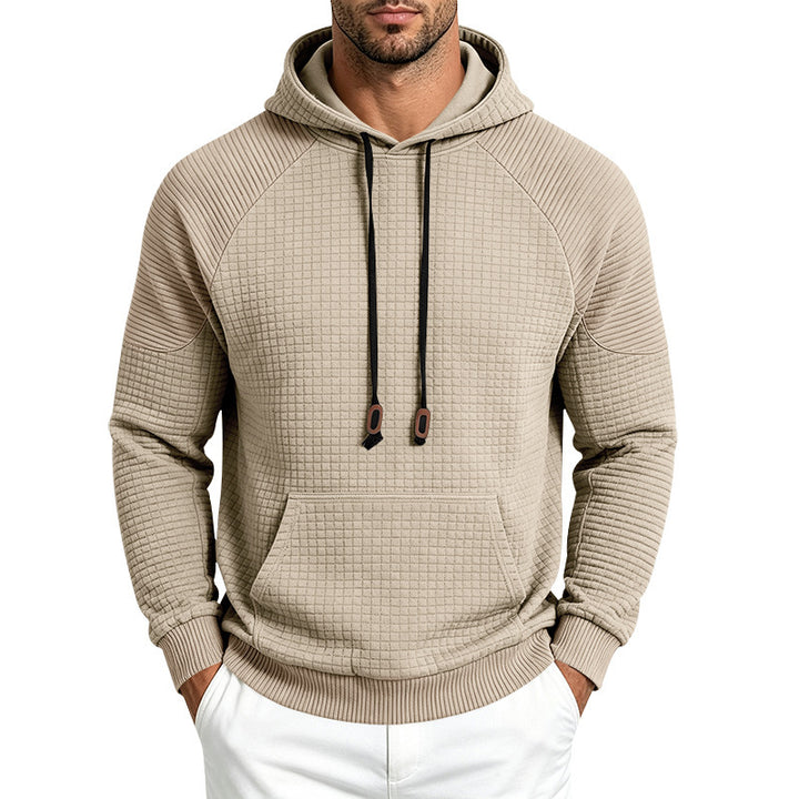 Herren Strukturierter Kapuzenpullover aus Waffeljersey mit Kängurutasche und Raglanärmeln Echoarchiv
