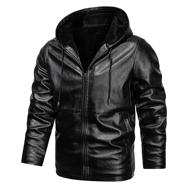 Herren Kapuzen-Lederoptikblouson mit wärmender Teddyfutter‑Innenlage – Taviero