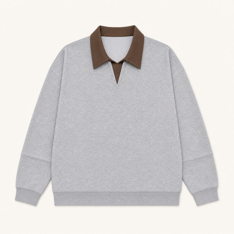 Damen Boxy-Polo-Sweatshirt mit kontrastiertem Spitzkragen Echoarchiv