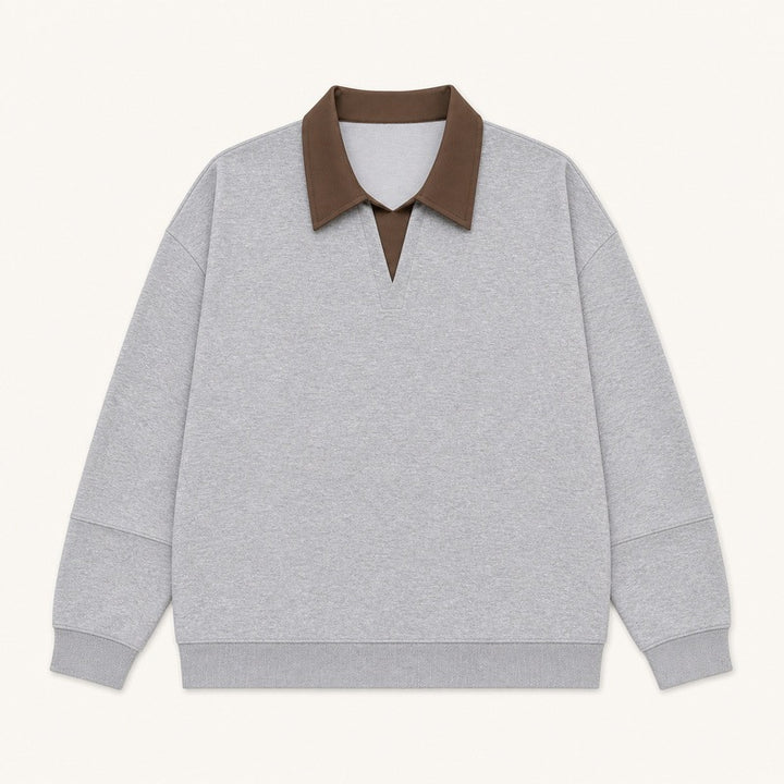 Damen Boxy-Polo-Sweatshirt mit kontrastiertem Spitzkragen Echoarchiv