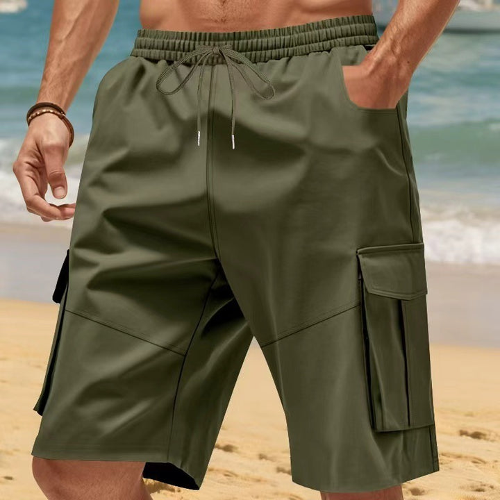 Herren nan technische Reisefreizeit-Bermuda mit elastischem Bund, Kordelzug und funktionalen Klapptaschen Echo Archiv