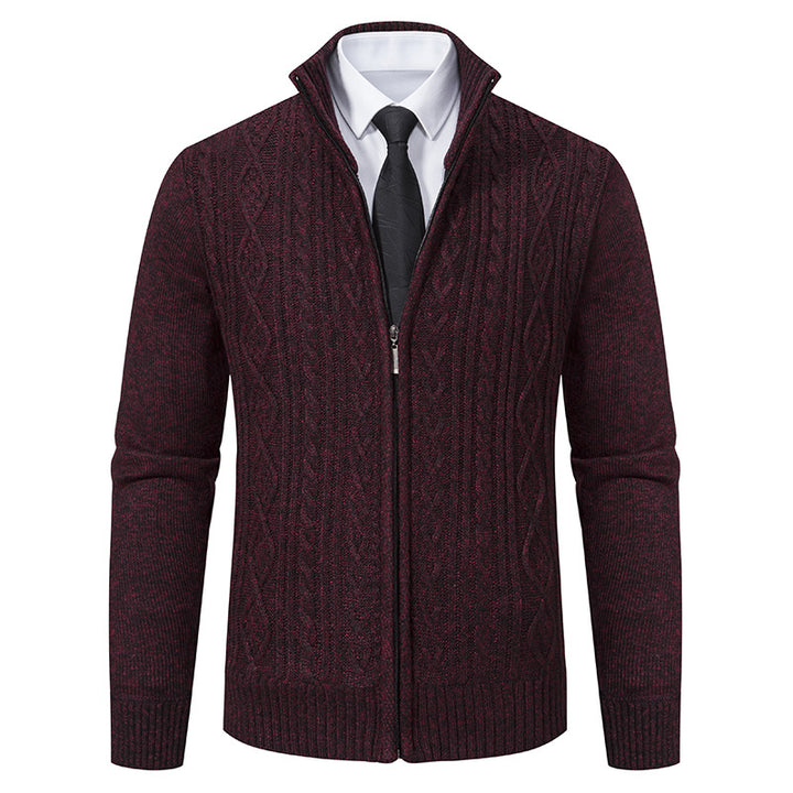 Herren Strickjacke mit Stehkragen und strukturierter Musterung Echoarchiv