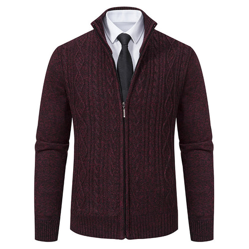Herren Strickjacke mit Stehkragen und strukturierter Musterung Echoarchiv