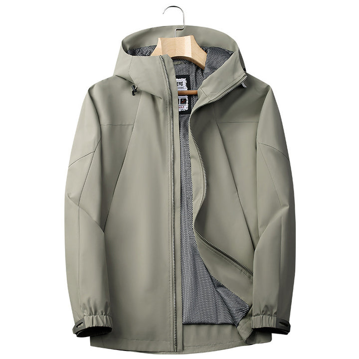 Herren Softshell Regen- und Übergangsjacke mit Kapuze, winddichter Membran und atmungsaktivem Meshfutter Echoarchiv