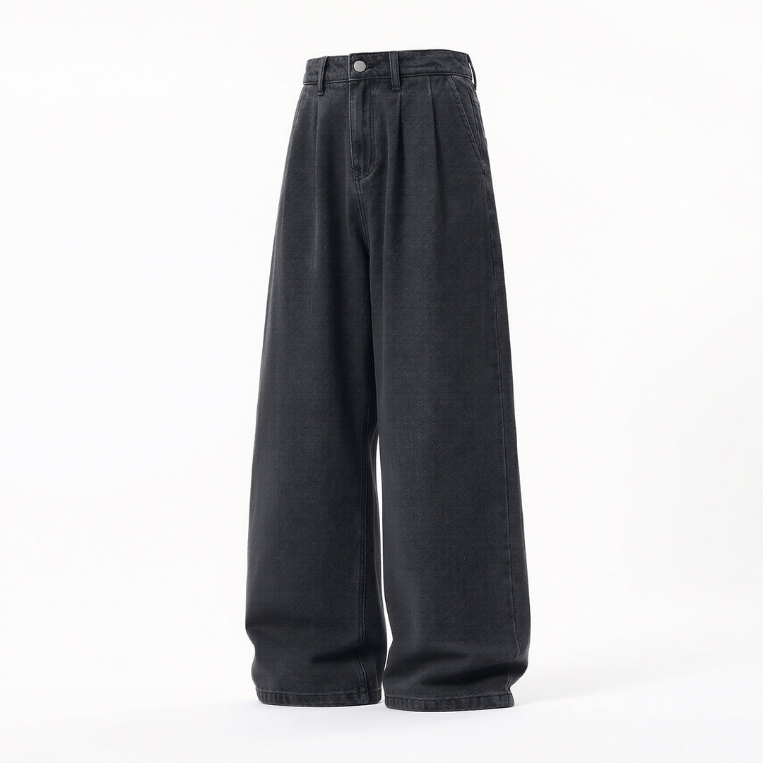 Damen Ultraweite High‑Waist Denim‑Palazzo‑Hose mit Bundfalten Echo Archiv