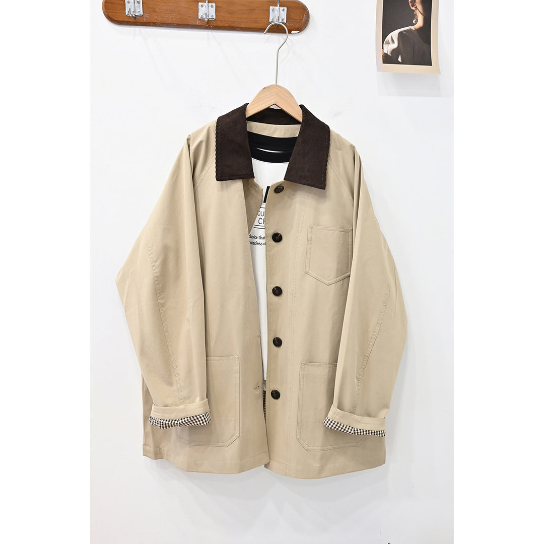 Damen Oversize-Chorejacke mit Cordkragen und großen aufgesetzten Taschen Echo Archiv