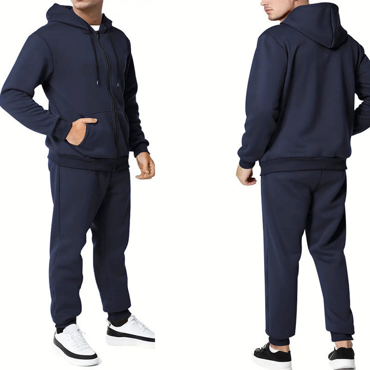 Herren zweiteiliges Zip-Hoodie und schmal zulaufende Jogginghose aus French Terry – Marzano