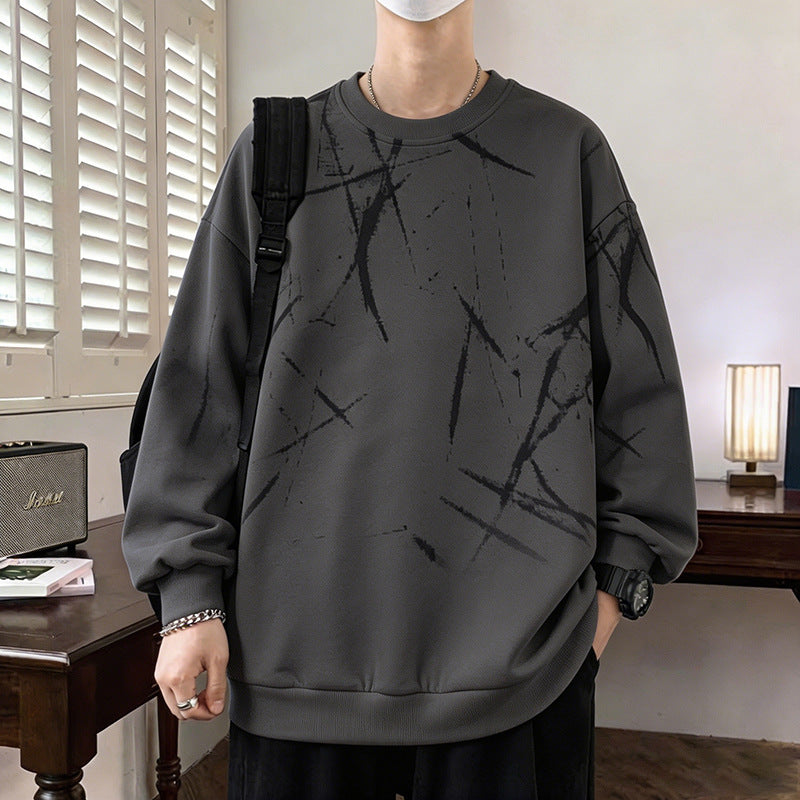 Herren Sweatshirt mit abstraktem Print, Rundhalsausschnitt und relaxed Fit Echo Archiv
