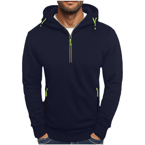 Herren modischer Kapuzenpullover mit zwei Taschen und halbem Reißverschluss Echoarchiv