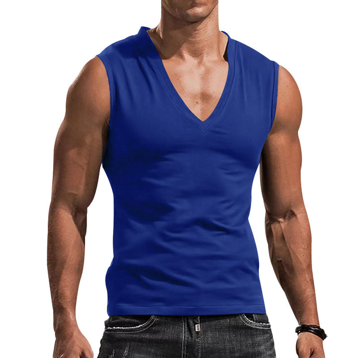 Herren nan tailliertes Tanktop mit tiefem V-Ausschnitt und Stretch-Baumwollmix Echo Archiv