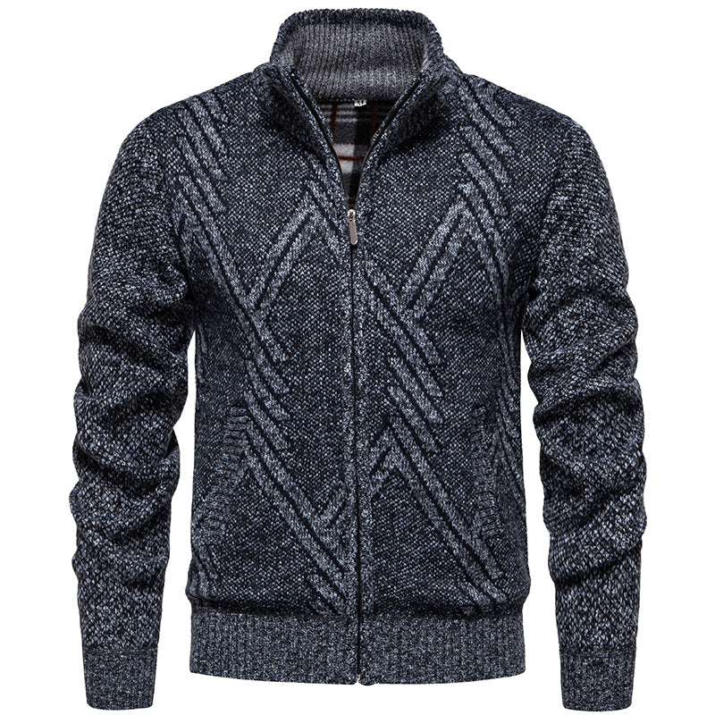 Herren sportliche Strickjacke mit modernem Zopfmuster Echoarchiv