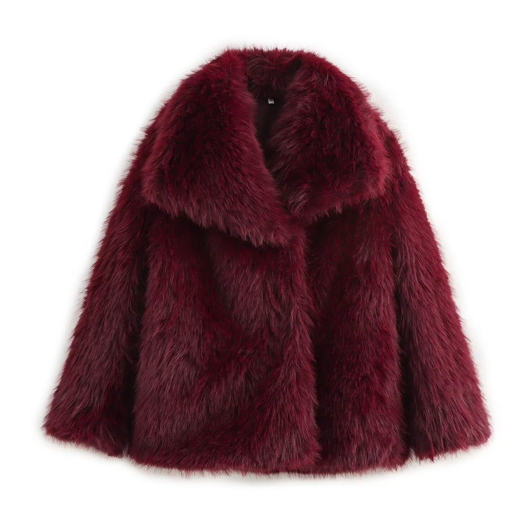 Damen Kurz geschnittener Faux-Fur-Mantel mit voluminösem Schalkragen und geradem Schnitt Echo Archiv