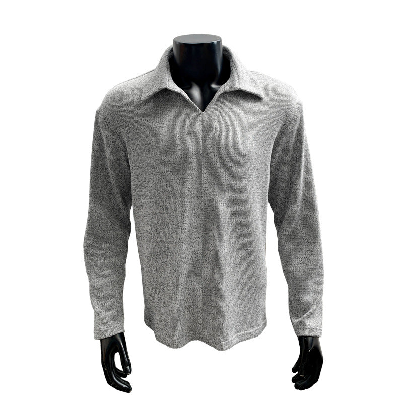 Herren Feinstrick-Polo-Pullover mit offenem Reverskragen und leichter Struktur Echo Archiv