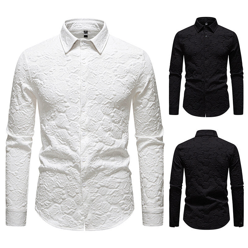 Herren Langarmhemd mit strukturiertem Design Echoarchiv