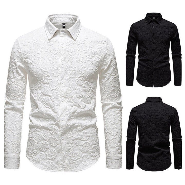 Herren Langarmhemd mit strukturiertem Design Echoarchiv