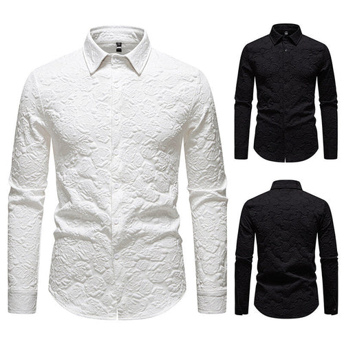 Herren Langarmhemd mit strukturiertem Design Echoarchiv