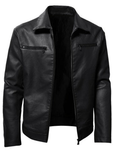 Herren Echtlederjacke mit modernen Reißverschlusstaschen Echoarchiv
