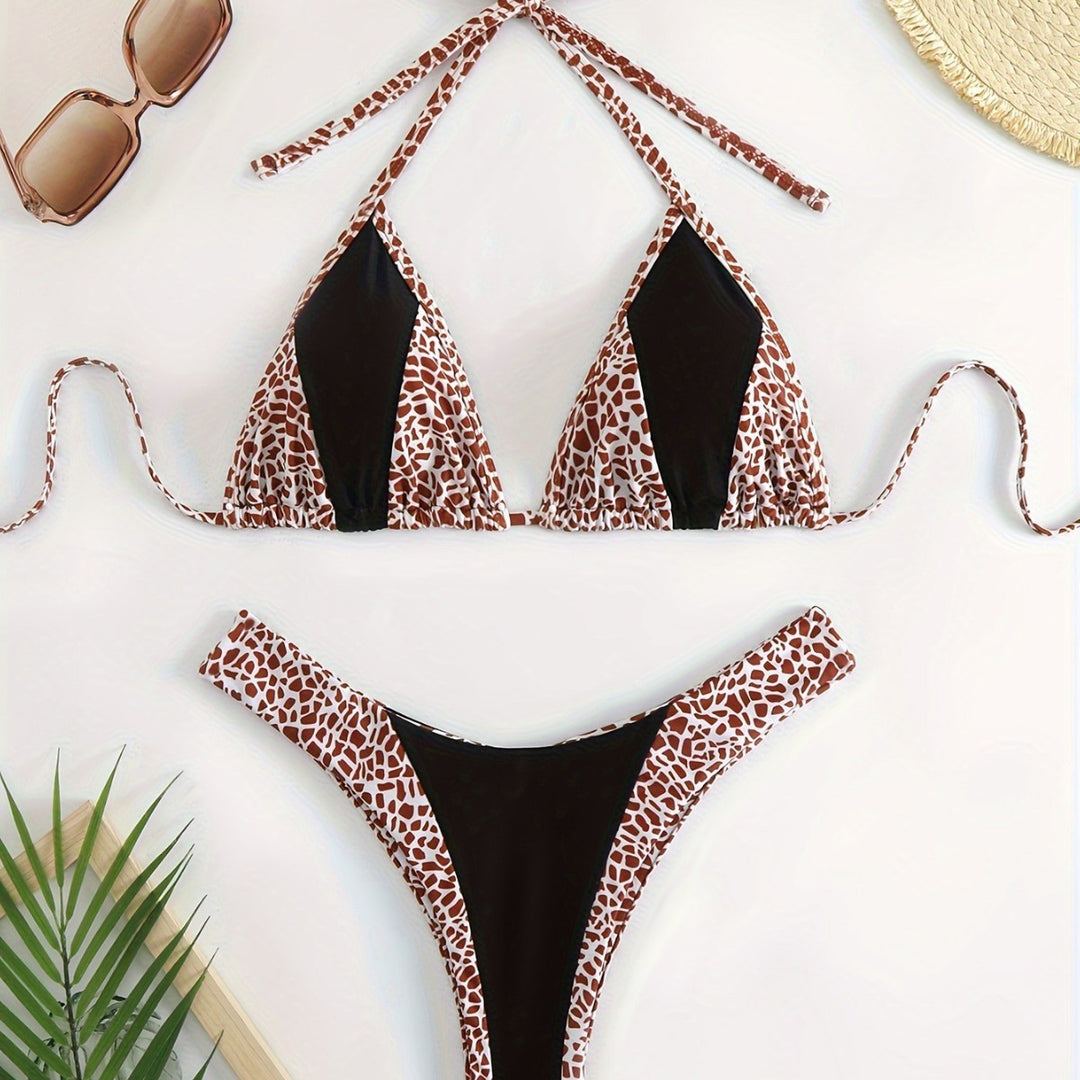 Damen Triangel-Bikini mit stilvollem Giraffenmuster Echo Archiv