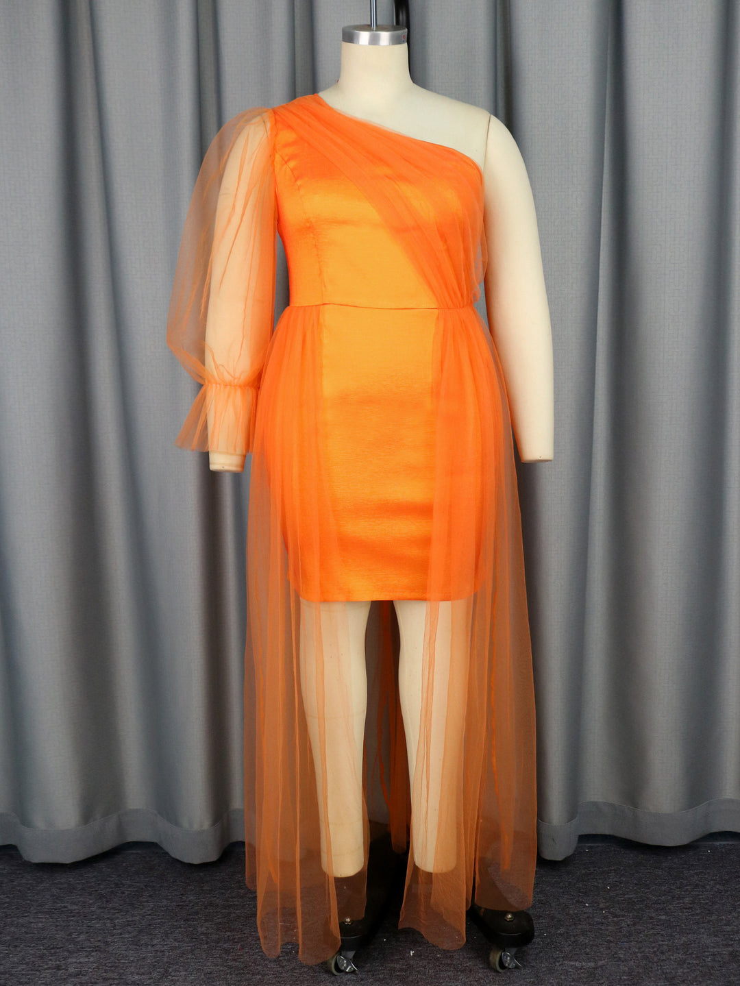 Damen elegantes One-Shoulder Kleid mit transparentem Tüllüberwurf Echo Archiv
