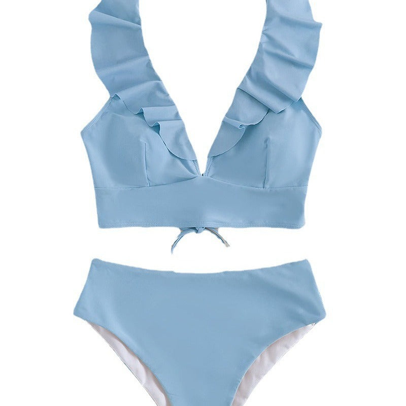 Damen Bikini mit elegantem Rüschendesign und hoch geschnittenem Höschen Echo Archiv