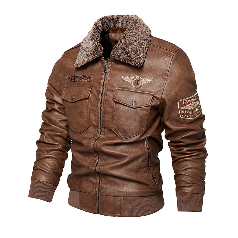 Herren Lässige Kunstlederjacke mit weichem Teddyfutter Echo Archiv