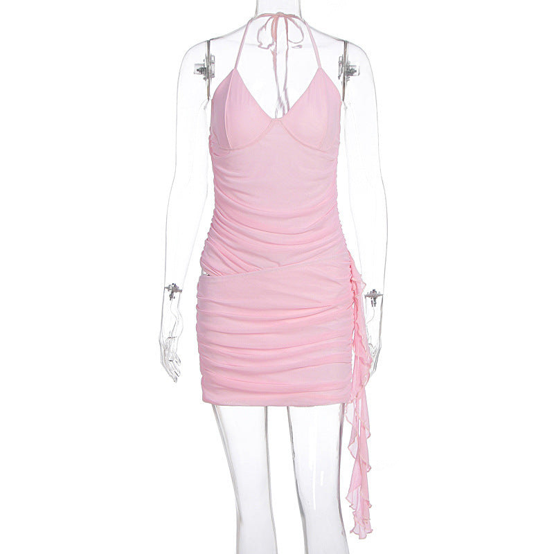 Damen Sexy Wickelkleid mit Rüschendetails und verstellbarem Träger Echo Archiv