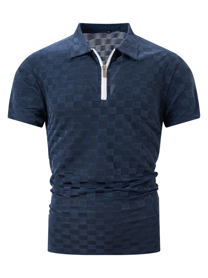 Herren Polo-Shirt mit Reißverschluss und strukturiertem Design Echoarchiv