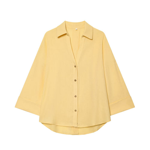 Damen Oversize Hemdbluse mit 3/4‑Ärmeln, High‑Low‑Saum und Hemdkragen Echo Archiv