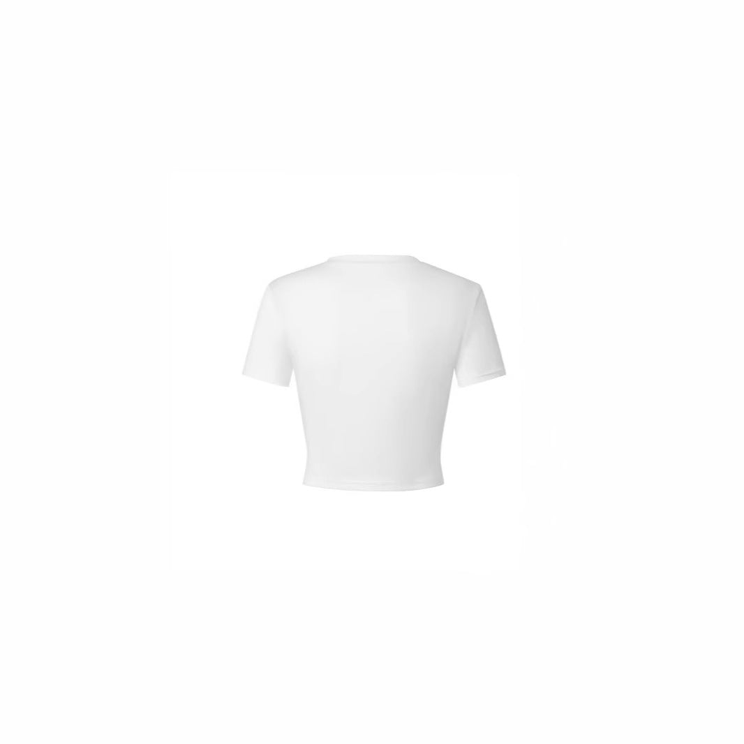 Damen Crop-Top mit kreativem Tomatenmotiv und witzigem Schriftzug Echo Archiv