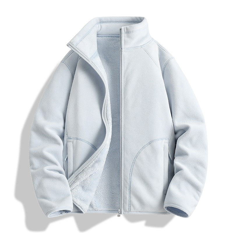 Herren Fleecejacke mit Sherpa‑Teddyfutter, Stehkragen & Zwei‑Wege‑Reißverschluss Echoarchiv