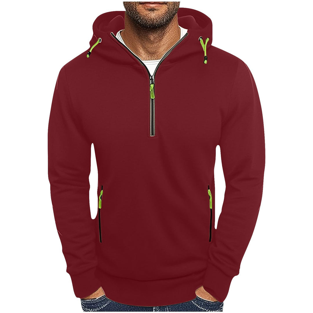 Herren modischer Kapuzenpullover mit zwei Taschen und halbem Reißverschluss Echoarchiv